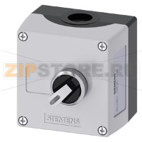 Корпус для командных устройств 22 мм, кругл., материал корпуса: пластмасса, верхняя часть корпуса, цвет: серый, 1 командный пункт, A = рычаг, цвет: черный, металл, 2 положения переключателя, нажатием на кнопку, 1 НО, подключение на пружинных клеммах: монт