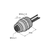 Розетка фланцевая с витыми жилами, монтаж: фронтальный Turck EC-FKD8-0.5/16