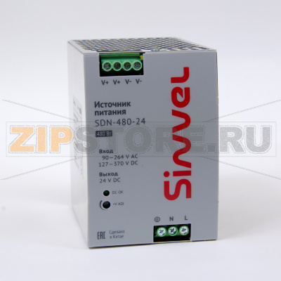 Блок питания 480 Вт, 90-264 В/AC, 127-370 В/DC, металлический корпус Sinvel SDN-480-24 