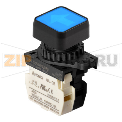 Выключатель кнопочный, Ø отверстия: 22/25 мм Autonics S2PRS-P3BUBD 