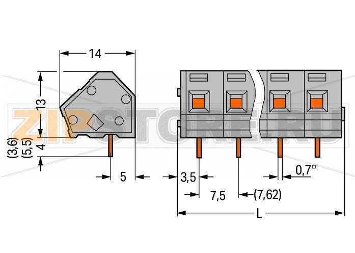 Клемма на печатную плату; 2,5 мм; Шаг контактов 7,5/7,62 мм; 12-пол.; CAGE CLAMP®; опция объединения; 2,50 mm; серые Wago 236-212 Клеммные колодки с соединением CAGE CLAMP®, применение отвертки параллельно или перпендикулярно вводу проводникаТакже доступны с аттестацией Ex eСпециальные инструменты для заводского монтажаСоединение под углом 45° обеспечивает возможность использования в широком спектре применений и для разных типов проводного монтажаУстановите шаг контактов в мм или дюймах либо сжав клеммные колодки плотнее, либо разделяя их...