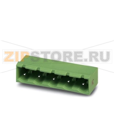 Ответная часть разъема Phoenix Contact GMSTBA 2,5 HC/ 6-G-7,62 Номинальный ток: 16 А, Расчетное напряжение (III/2): 630 В, Полюсов: 6, Размер шага: 7,62 мм, Цвет: зеленый, Поверхность контакта: олово, Монтаж: пайка.Минимальный заказ: 50 шт.Упаковка: 50 шт.