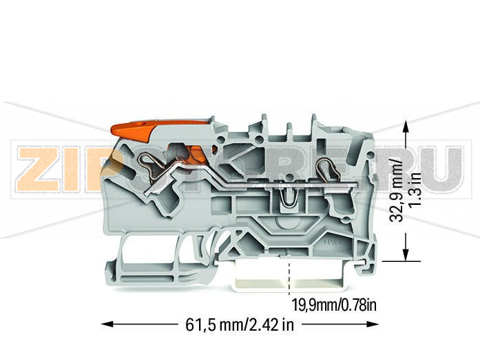 2-проводные проходные клеммы; с рычагом и Push-in CAGE CLAMP®; 2,5 мм; с тестовым портом; боковая и центральная маркировка; для DIN-рейки 35 x 15 и 35 x 7,5; Push-in CAGE CLAMP®; 2,50 mm; серые Wago 2102-1201 