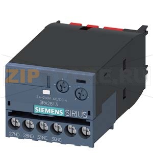 &quot;Электронный модуль блок-контактов с задержкой срабатывания, задержка включения, релейный 1НЗ+1НО, 24...240V AC/DC диапазон уставок времени 0.05...100S фронтальная установка, для контакторов 3RT2 с винтовыми клеммами&quot; Siemens 3RA2813-1FW10 