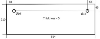 DOOR GLASS FOR OVEN 614x210x5 mm