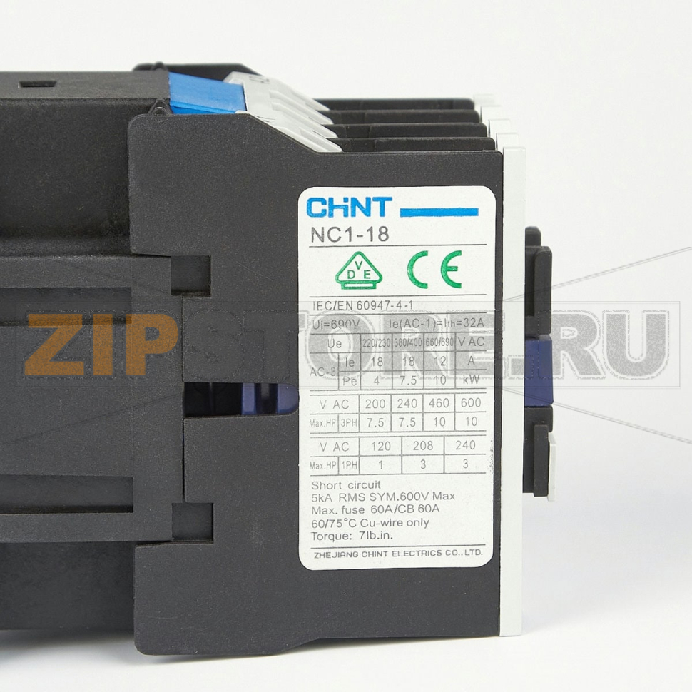 Контактор 18 А, 7.5 кВт, 3 полюса, 1НЗ Chint NC1-1801Z 