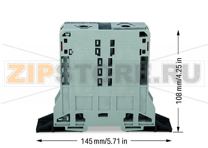 POWER CAGE CLAMP 2-проводные проходные клеммы; 95 мм?; боковые маркировочные разъемы; с крепежными фланцами; POWER CAGE CLAMP; 95,00 mm?; серые Wago 285-181 