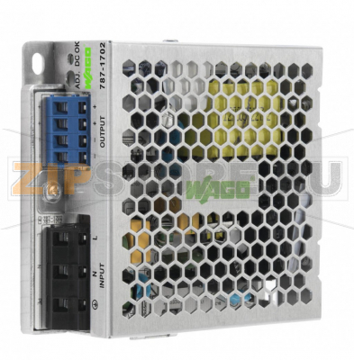 Switched-mode power supply; Eco; 1-phase; 24 VDC output voltage; 1.25 A output current; DC-OK LED Wago 787-1702 Features:Switched-mode power supplyNatural convection cooling when horizontally mountedEncapsulated for use in control cabinetsSuitable for both parallel and series operationElectrically isolated output voltage (SELV) per EN 60335-1 and UL 60950-1; PELV per EN 60204DIN-35 rail mountable in different positionsDirect installation on mounting plate via cable grip	...