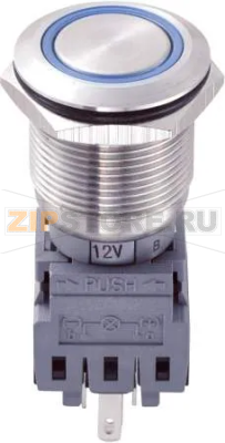 Кнопка антивандальная 250 В/AC, 5 А, 1 x выкл/вкл, без фиксации, IP67, 1 шт TRU Components LAS1-BGQ-11E/B/12V 