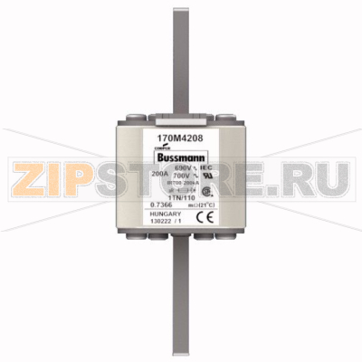 Предохранитель, 200 A, AC 690 В, 200 кА, DIN 1, 53x66x138 мм, aR, DIN, IEC Eaton FUSE 200A 690V 