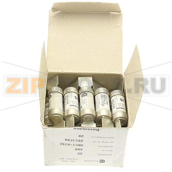 Предохранитель, 25 A, AC 600 В, DC 250 В, 200 кА, HRCI-CB, 14x61 мм, CSA Eaton 25A 600V BRUSH CAN 