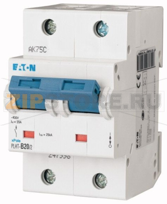 Выключатель автоматический 20А, кривая откл. D, 2 полюса, откл. способ. 25 кА Eaton PLHT-D20/2 