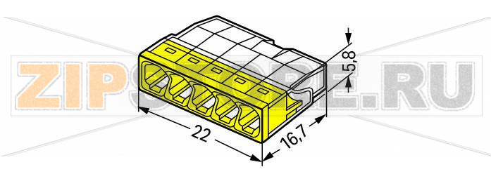 Соединительные клеммы COMPACT; для одножильных проводников; макс. 2,5 мм; 5-проводн.; прозрачный корпус; желтая крышка; Темп. окруж. среды: макс. 60 °C (T60); 2,50 mm; прозрачные Wago 2273-205 Advantages:Convenient wiring via an extremely compact designPush-in termination of up to eight solid conductorsCross-section range: 0.5 … 2.5 mm?Any combination of conductor sizes is possiblePUSH WIRE® connection terminates solid (“s”) copper conductorsПримечание:Terminating Aluminum ConductorsWAGO spring clamp terminal blocks are suitable for solid aluminum conductors up to 4 mm?/12 AWG if WAGO “Alu-Plus” Contact Paste is used for termination.“Alu-Plus” Contact Paste Advantages:Automatically destroys the oxide film during clamping.Prevents fresh oxidation at the clamping point.Prevents electrolytic corrosion between aluminum and copper conductors (in the same terminal block).Provides long-term protection against corrosion....