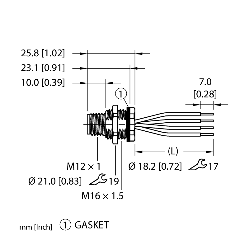 Разъем фланцевый M12 (папа) Turck FSFD46PT-2/M16 