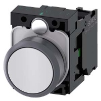 КНОПКА, 22MM, КРУГЛАЯ, ПЛАСТИК С МЕТАЛЛИЧЕСКИМ ФРОНТАЛЬНЫМ КОЛЬЦОМ, БЕЛАЯ, ПЛОСКАЯ КНОПКА, КОНТАКТЫ МГНОВЕННОГО ДЕЙСТВИЯ, С ДЕРЖАТЕЛЕМ, 1NO, ВИНТОВЫЕ КЛЕММЫ, С ГРАВИРОВКОЙ ЛАЗЕРОМ, UPPER AND LOWER CASE, START OF WORD ALWAYS UPPER CASE Siemens 3SU1130-0AB6