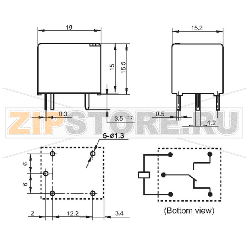 Реле электромагнитное 12 В/DC, 10 А, 1 шт Hongfa HF3FA/012-ZTF 