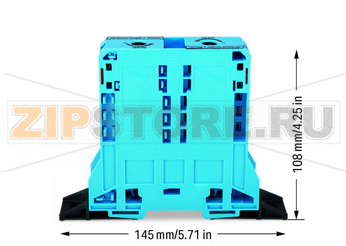 POWER CAGE CLAMP 2-проводные проходные клеммы; 95 мм?; боковые маркировочные разъемы; с крепежными фланцами; POWER CAGE CLAMP; 95,00 mm?; синие Wago 285-184 