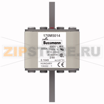 Предохранитель, 800 A, AC 690 В, 200 кА, 2, 61x61x108 мм, aR, DIN, IEC Eaton FUSE 800A 690V 2/8 