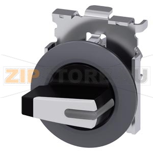 тумблер, с подсветкой, 30 мм, кругл., металл, матовый, цвет: белый, рычаг, короткий, фронтальное кольцо для плоского монтажа, 3 положения переключателя I&gt;O&lt;II, нажатием на кнопку, угол переключения 2 x 45&amp;#176;, 13:30 ч/15 ч/16:30 ч Siemens 3SU1062-2FM60- 