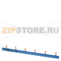 Штырьевая шина 1-фаз. 10 mm2, 54 мод. blue Pin busbar, 1-phase 10 mm2, 54 MW, insulation blue Can be cut for AFDD Pin spacing 2 MW Siemens 5ST3765-2