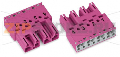 Штекер; 4-пол.; Код. B; 4,00 mm; розовые Wago 770-294 Protected against mismating and maintenance-freePush-in CAGE CLAMP® spring pressure connection technology allows solid conductors to be simply pushed into a unit.Two wire connections per pole for loops or bridgesAdditional variable coding is possible.Components can be clearly printed on and color-coded to meet custom requirements....