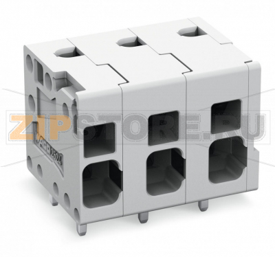 Клемма на печатную плату; 4 mm; Шаг контактов 7,5 мм; 3-пол.; Push-in CAGE CLAMP®; 4,00 mm; серые Wago 2624-1303 Клеммные?колодки?с?зажимами?Push-in CAGE CLAMP®,?приводимыми?в?действие?при?помощи?нажимных?кнопокЗажим одножильных проводников и тонкожильных проводников с наконечниками путем вставкиНажимные кнопки, открывающие зажим с минимальными усилиями, для простого подключения / извлечения тонкопроволочных проводниковУдобный монтаж без использования инструментовИсполнения с тестовыми разъемами и разделителями и без нихДоступны исполнения с индивидуальным внутренним объединением (заводская сборка), например, объединение с заземляющим проводом...