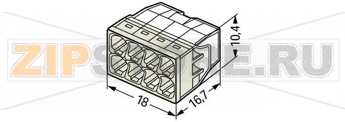 Соединительные клеммы COMPACT; для одножильных проводников; макс. 2,5 мм; 8-проводн.; прозрачный корпус; светло-серая крышка; Темп. окруж. среды: макс. 60 °C (T60); 2,50 mm; прозрачные Wago 2273-208 Advantages:Convenient wiring via an extremely compact designPush-in termination of up to eight solid conductorsCross-section range: 0.5 … 2.5 mm?Any combination of conductor sizes is possiblePUSH WIRE® connection terminates solid (“s”) copper conductorsПримечание:Terminating Aluminum ConductorsWAGO spring clamp terminal blocks are suitable for solid aluminum conductors up to 4 mm?/12 AWG if WAGO “Alu-Plus” Contact Paste is used for termination.“Alu-Plus” Contact Paste Advantages:Automatically destroys the oxide film during clamping.Prevents fresh oxidation at the clamping point.Prevents electrolytic corrosion between aluminum and copper conductors (in the same terminal block).Provides long-term protection against corrosion....