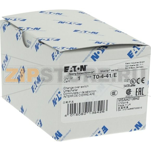 Переключатель, контакты: 8, 20 A, 45°, с фиксацией Eaton T0-4-41/E 