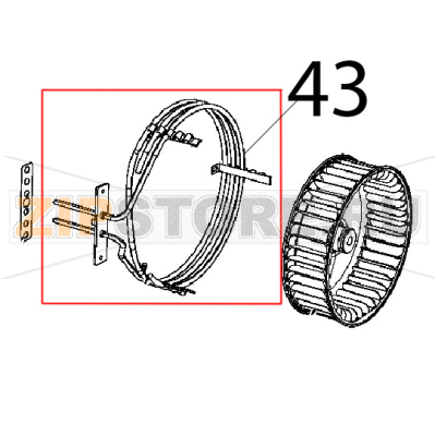 Resistenza circolare D=230, 3 spire Unox XFT 185 Resistenza circolare D=230, 3 spire Unox XFT 185Запчасть на деталировке под номером: 43