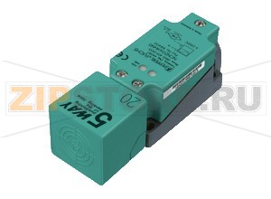 Индуктивный датчик Inductive sensor NCN20+U4+N0 Pepperl+Fuchs General specificationsSwitching functionNormally closed (NC)Output typeNAMURRated operating distance20 mmInstallationnon-flushAssured operating distance0 ... 16.2 mmActual operating distance18 ... 22 mmReduction factor rAl 0.37Reduction factor rCu 0.35Reduction factor r304 0.79Nominal ratingsInstallation conditionsA5 mmBCNominal voltage8.2 V (Ri approx. 1 k&Omega)Switching frequency0 ... 250 HzHysteresis1 ... 15  typ. 5  %Reverse polarity protectionreverse polarity protectedShort-circuit protectionyesCurrent consumptionMeasuring plate not detectedmin. 3 mAMeasuring plate detected&le 1 mASwitching state indicatorLED, yellowFunctional safety related parametersMTTFd3387 aMission Time (TM)20 aDiagnostic Coverage (DC)0 %Compliance with standards and directivesStandard conformityNAMUREN 60947-5-6:2000 IEC 60947-5-6:1999Electromagnetic compatibilityNE 21:2007Approvals and certificatesUL approvalcULus Listed, General PurposeCSA approvalcCSAus Listed, General PurposeCCC approvalCCC approval / marking not required for products rated &le36 VAmbient conditionsAmbient temperature-25 ... 100 °C (-13 ... 212 °F)Storage temperature-40 ... 100 °C (-40 ... 212 °F)Mechanical specificationsConnection typescrew terminalsCore cross-section&le 2.5 mm2Housing materialPBTSensing facePBTDegree of protectionIP68General informationUse in the hazardous areasee instruction manualsCategory1G 2G 1D