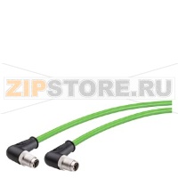 IE TP Cord M12-90/M12-90 Pre-assembled IE Flexible Cable with 2 M12 connectors (X-coded); 90 degrees cable outlet; Length 0.5 m Siemens 6XV1878-5GE50