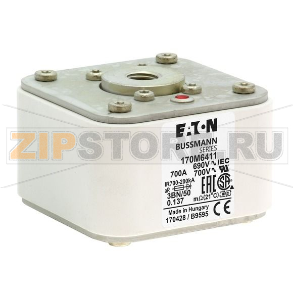 Предохранитель, 700 A, AC 690 В, 200 кА, size 3, aR, IEC UL Eaton FUSE 700A 690V 3BN/50 AR UC 