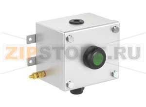 Модуль управления Control Unit Ex e, Stainless Steel, Illuminated Pushbutton LCS1.IGIX.B.1 Pepperl+Fuchs Electrical specificationsOperating voltage250 V max.Operating current16 A max.Terminal capacity2.5 mm2Functionilluminated pushbuttonColorgreenContact configuration1x NOUsage categoryAC15 - 12 ... 250 V AC - 10 ADC13 - 12 ... 24 V DC - 1 ANumber of poles1Mechanical specificationsHeight102 mm (A)Width116 mm (B)Depth85.5 mm (C)External dimension100 mm with operators (C1) 92.2 mm with screws (C2) 145 mm with mounting brackets (K)Fixing holes distance, height41 mm (G)Fixing holes distance, width130 mm (H)Enclosure coverfully detachableCover fixingM6 stainless steel hexagon head screwsFixing holes diameter6.1 mm (J)Degree of protectionIP66Cable entryNumber of cable entries1 x M20 in face A fitted with polyamide Ex e stopping plug1x M20 in face B fitted with polyamide Ex e cable glandDefined entry areaface A and face BMaterialEnclosure1.5 mm 316L, (1.4404) stainless steelFinishelectropolishedSealone piece closed cell neopreneMass1.5 kgMountingmouting brackets with 6.1 mm screw holesGroundingM6 internal/external brass grounding boltAmbient conditionsAmbient temperature-40 ... 55 °C (-40 ... 131 °F) @ T4 -40 ... 40 °C (-40 ... 104 °F) @ T6 Data for application in connection with hazardous areasEU-Type Examination CertificateCML 16 ATEX 3009 XMarking II 2 GD Ex db eb mb IIC T* Gb Ex tb IIIC T** °C Db T6/T80 °C @ Ta +40 °C T4/T130 °C @ Ta +55 °CInternational approvalsIECEx approvalIECEx CML 16.0008XEAC approvalTC RU C-DE.GB06.B.00567ConformityDegree of protectionEN 60529General informationSupplementary informationEC-Type Examination Certificate, Statement of Conformity, Declaration of Conformity, Attestation of Conformity and instructions have to be observed where applicable. For information see www.pepperl-fuchs.com.AccessoriesOptional accessoriesEngraved traffolyte tag labelEngraved AISI 316L stainless steel tag labelColor in-fill stainless steel tag label