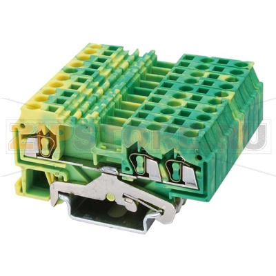 Клемма пружинная, заземляющая, 3 контакта, желто-зеленая CHIKU RST 6-TWIN-PE 