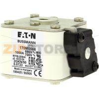 Предохранитель, 900 A, AC 690 В, 200 кА, size 2, 61x77x135 мм, aR, UL, IEC Eaton FUSE 900A 690V