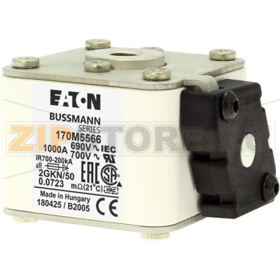 Предохранитель, 900 A, AC 690 В, 200 кА, size 2, 61x77x135 мм, aR, UL, IEC Eaton FUSE 900A 690V 