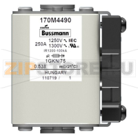 Предохранитель, 250 A, AC 1250 В, 100 кА, size 1, 51x69x74 мм, aR, IEC UL Eaton FUSE 250A 1250