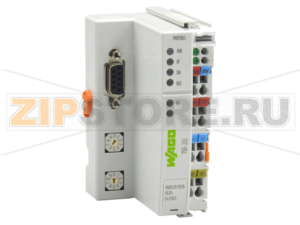 Каплер полевой шины PROFIBUS DP; 2-е поколение; 12 МБд; светло-серые Wago 750-333 