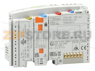 Каплер полевой шины PROFIBUS DP; 2-е поколение; 12 МБд; светло-серые Wago 750-333 