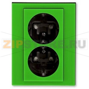 Розетка двойная, зелёный/дымчатый чёрный ABB 2CHH223457C6067 