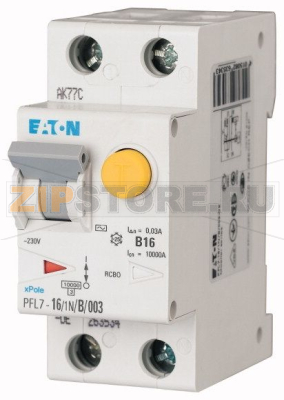 Дифавтомат выключатель 16/0,03А (AC, DC), С, 1+N полюсов, 10 кА Eaton PFL7-16/1N/C/003-G-DE 