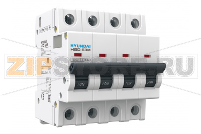 Выключатель автоматический модульный 63 А, 4 полюса, 6 кА Hyundai Electric HGD63M3NMDS0000C00063_C 