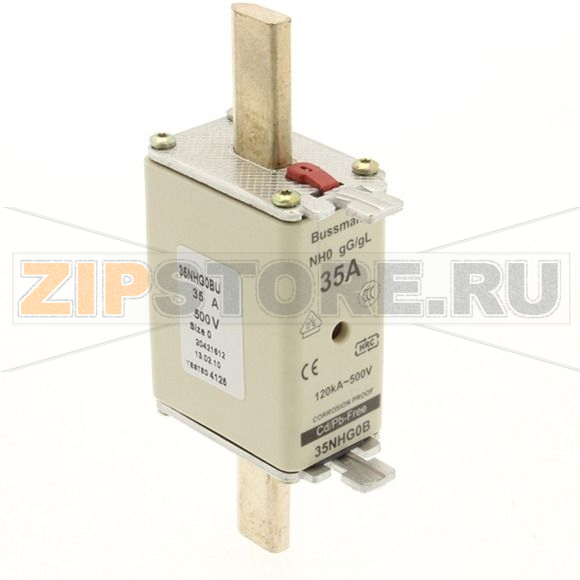 Предохранитель, 35 A, AC 500 В, 120 кА, NH0, gL/gG, IEC Eaton NH FUSE 35A 500V GG/GL SIZE 0 