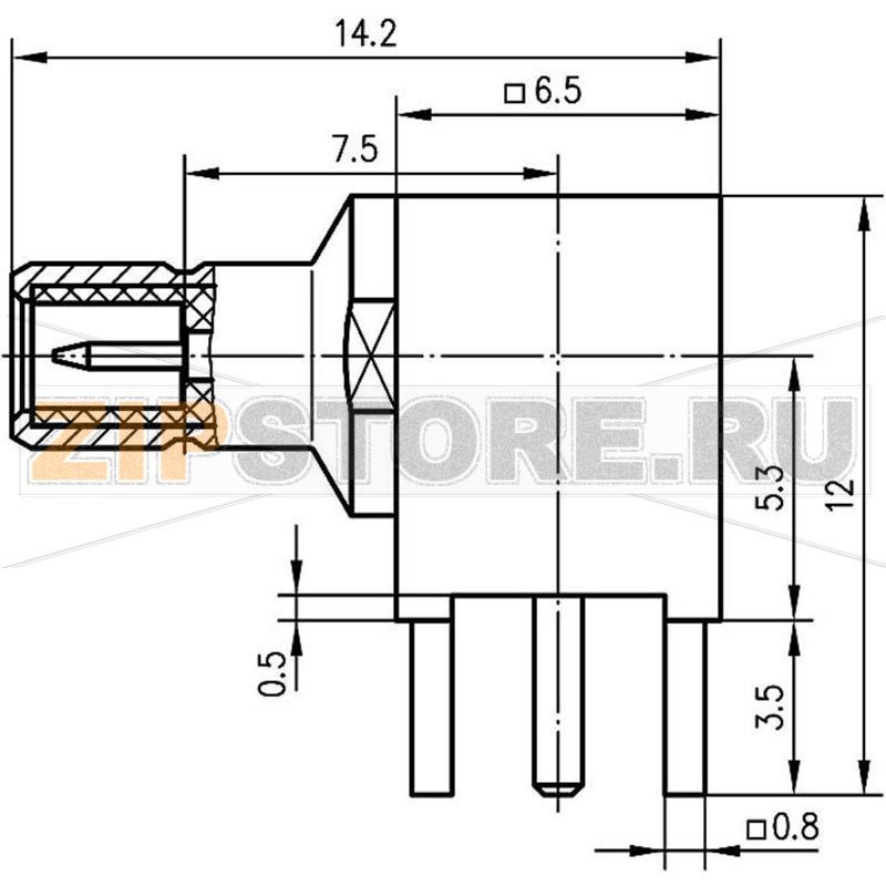 Разъем SMB, 50 Ом, 1 шт Telegärtner J01160A0231 