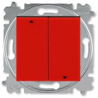 Выключатель жалюзи двухклавишный, без фиксации, красный/дымчатый чёрный ABB 2CHH598845A6065
