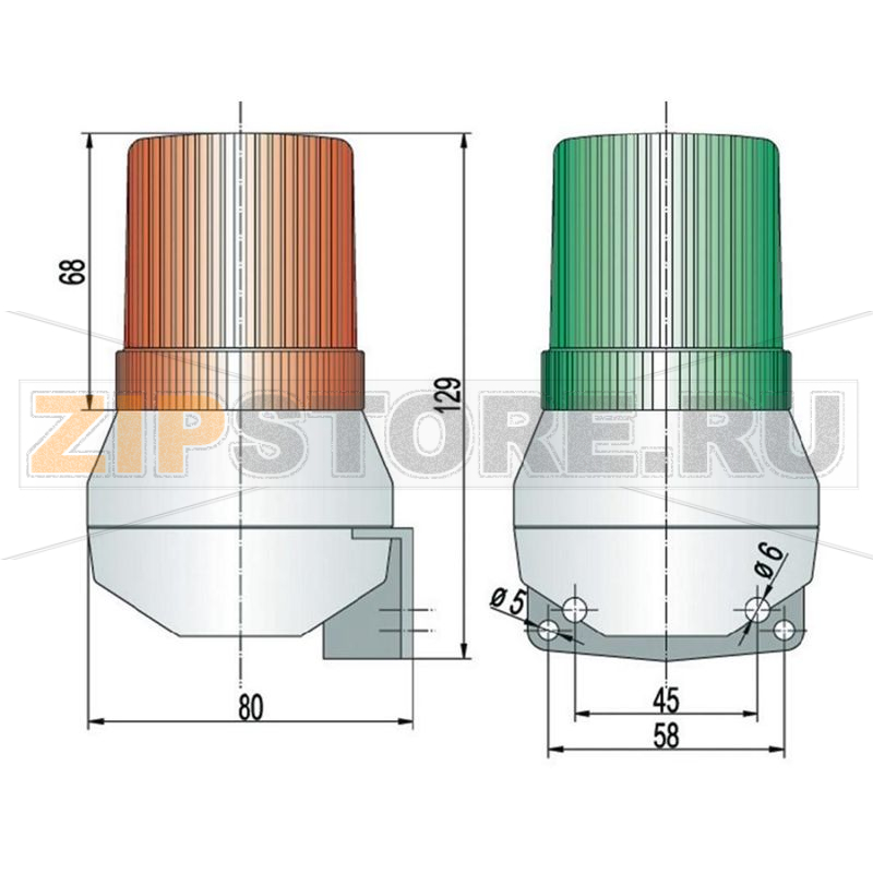 Сигнализация мигающая 230-240 В/AC, IP43, красная, 1 шт Auer Signalgeräte Signalgeräte 710 02C 113 