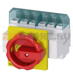 ГЛАВНЫЙ/АВАРИЙНЫЙ ВЫКЛЮЧАТЕЛЬ 6-ПОЛЮСНЫЙ IU=25, P/AC-23A ПРИ 400V=9,5KW ПЕРЕДНЕГО КРЕПЛЕНИЯ КРЕПЛЕНИЕ ПО 4 ОТВЕРСТИЯМ ПОРОТНАЯ РУКОЯТКА КРАСНО-ЖЕЛТАЯ Siemens 3LD2103-3VK53 
