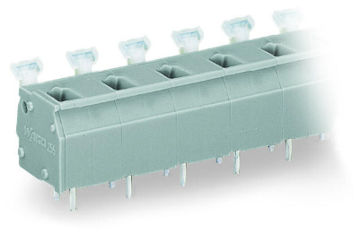 PCB terminal block; push-button; 2.5 mm; Pin spacing 10/10.16 mm; 6-pole; suitable for Ex-e applications; CAGE CLAMP®; commoning option; 2,50 mm; light gray Wago 255-606/000-009/999-950 Клеммные колодки с зажимами CAGE CLAMP®, монтаж с помощью нажимных кнопокУстановите шаг контактов в мм или дюймах либо сжав клеммные колодки плотнее, либо разделяя ихИдеальны для монтажа в полевых условиях благодаря простоте использования при помощи нажимных кнопокУдобный монтаж без использования инструментов...