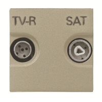 Розетка одиночная с накладкой TV-R-SAT, шампань ABB 2CLA225130N1901