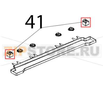 Piedino 35x35, H26, plastica and gomma, grigio Unox XVC 504 Piedino 35x35, H26, plastica and gomma, grigio Unox XVC 504Запчасть на деталировке под номером: 41